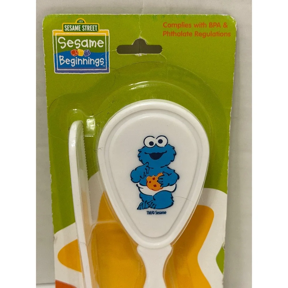 Sesame Beginnings Cookie Monster Baby Brush and Comb Set White SB98016 NIP